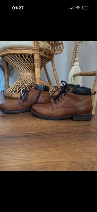 Brązowe skórzane botki / trzewiki męskie Lasocki – bardzo dobry stan