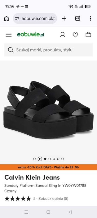 Sandały damskie na platformie Calvin Klein r. 40 jak nowe