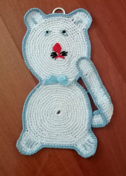 Pega  em croché em forma de um gato, peça única