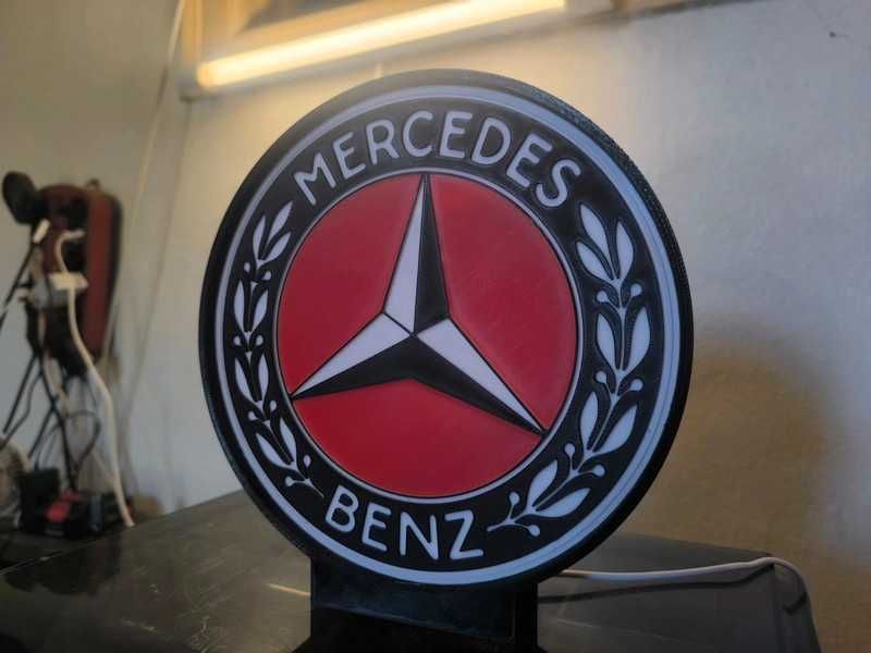Lightbox luminaria decorativa Mercedes-Benz Vintage logo