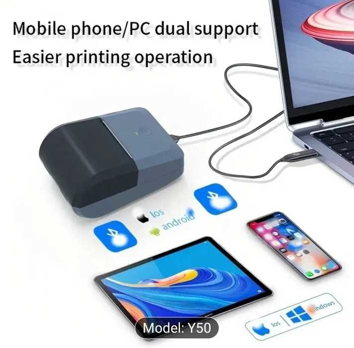 Принтер етикеток, чеків 10-80 мм, Bluetooth/USB. Друкує на етикетках всіх виробників! Android/ iOS/ Windows/ Mac