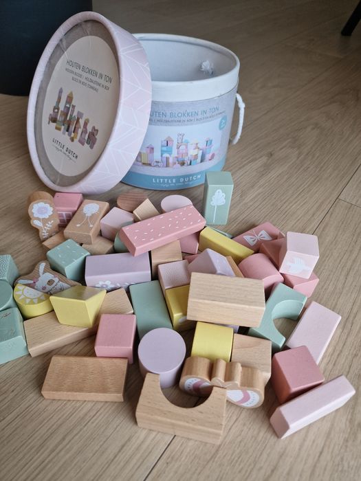 Little Dutch Drewniane Klocki Róż Zestaw  różowe