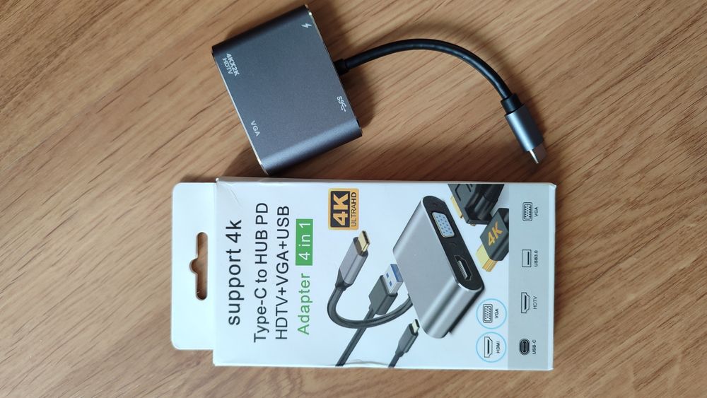 Адаптер конвертер Usb type c Hub 4в1 HDMI VGA хаб hub PD перехідник