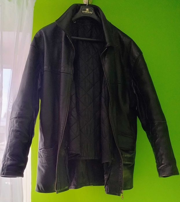 Kurtka skórzana męska czarna z podpinką - SKÓRA 100%