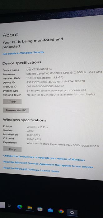 HP Elitedesk 800 G3 Tiny i7-6700T 16GB 256GB SSD WIN10 Pro