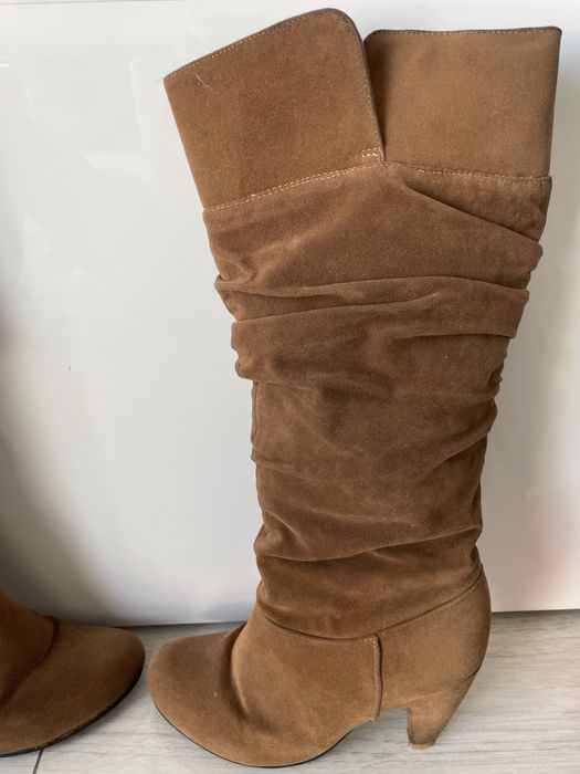 Buty damskie botki kozaki zamszowe brązowe 36