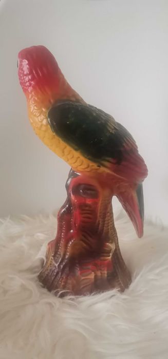 Escultura antiga em faiança – Papagaio decorativo 25 cm