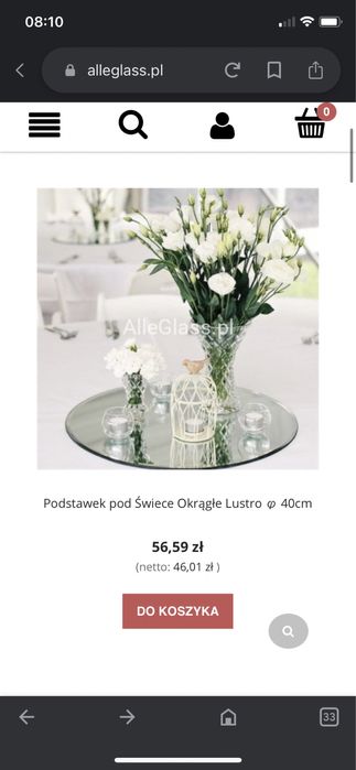 podstawka lustrzana pod świece średnica 40 cm