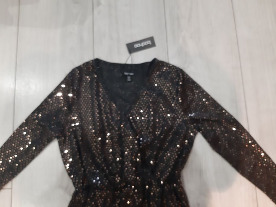 Nowa czarna ze złotymi dodatkami  sukienka _10 Karnawał Sylwester