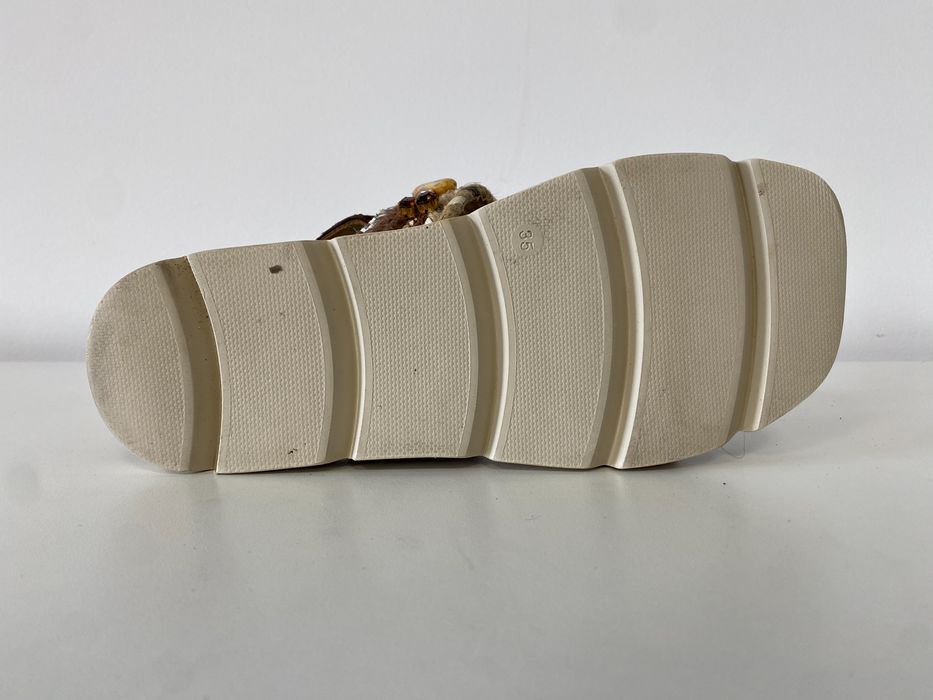 Sandały skórzane kamienie juta boho Alma en Pena 35