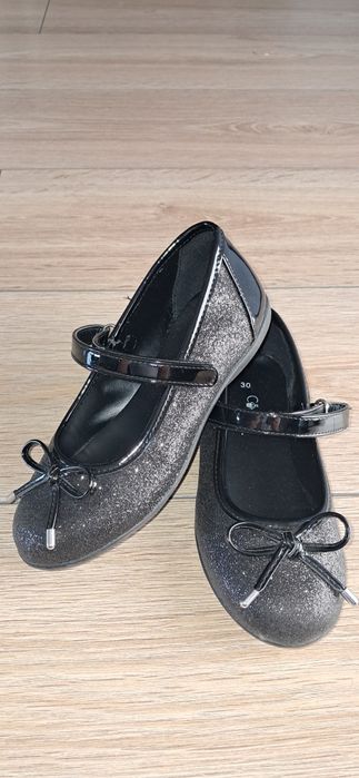 Czarne, brokatowe balerinki r.30 cupcake couture