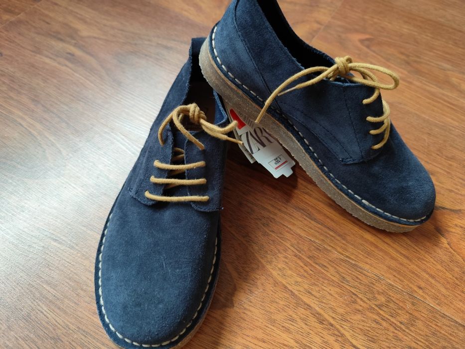 Sapatos novos camurça Zara azuis tamanho 35