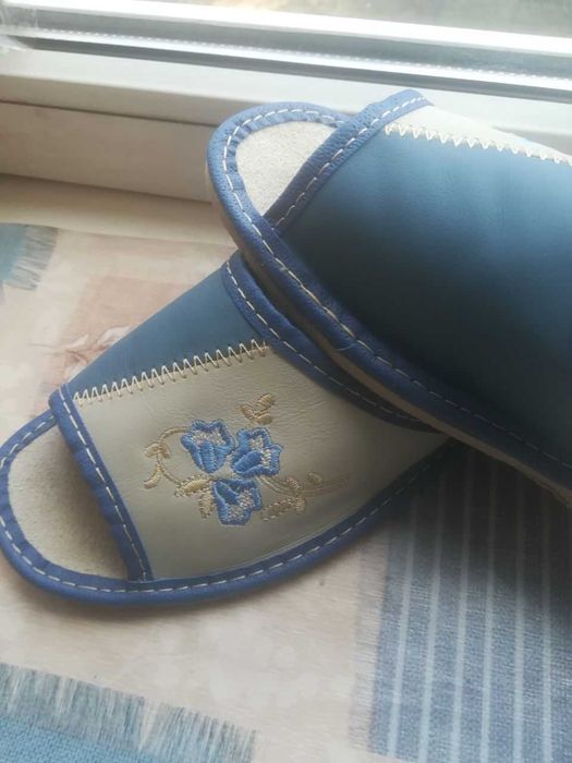 Капці жіночі Польща (тапки женские) повністю шкіряні на стопу 24,5 - 25