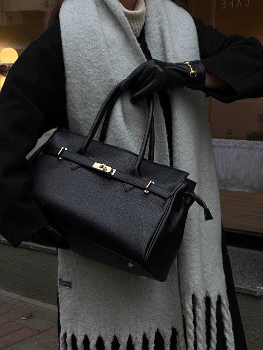 Шкіряна жіноча чорна сумка ,шкіряна велика сумка шопер