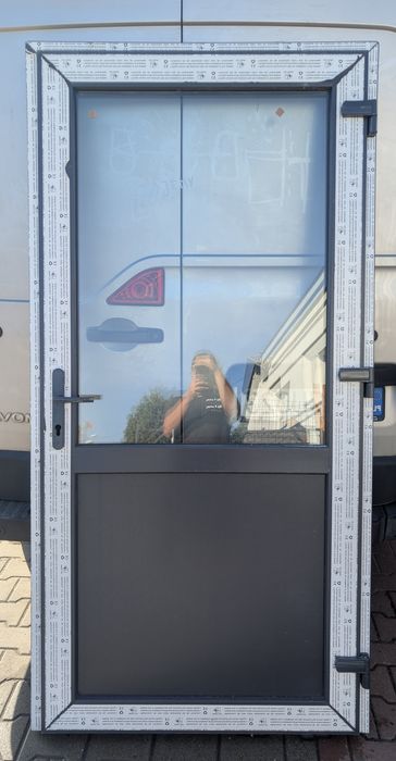 KR HAUS drzwi 100x210 zewnętrzne pcv ciepłe antracyt wejściowe antracytowej okna drzwi POZNAŃ
