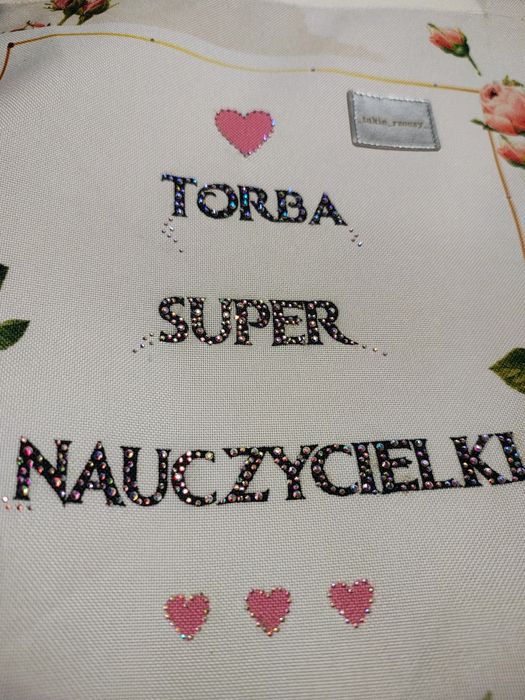 Wyjątkowa torba na ramię ozdobiona kryształkami  handmade