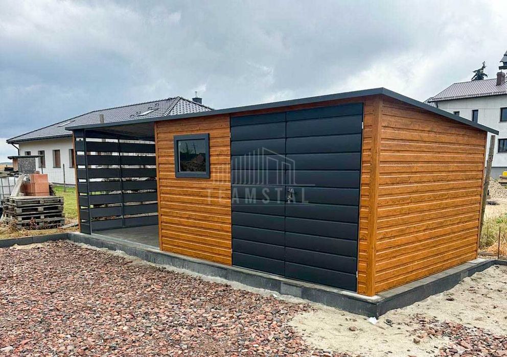 Schowek domek ogrodowy 3,8x2,5m wiata 3m drzwi okno dach TS1128