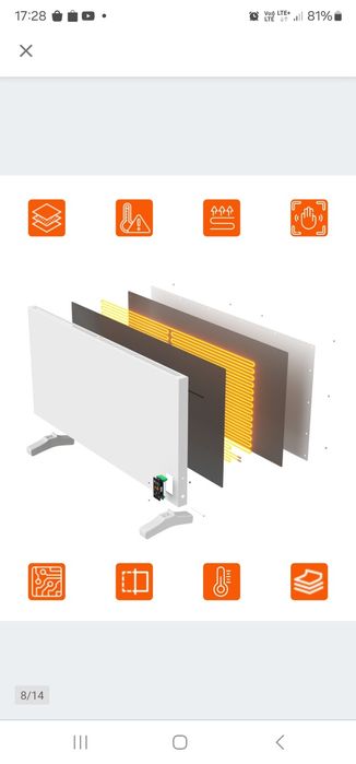Grzejnik konwektorowy na podczerwień TermoPlaza 950W 25m2 energooszczę