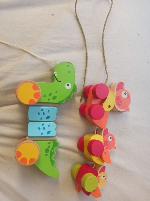Kaczuszki do ciągnięcia cubika drewniane + krokodyl
