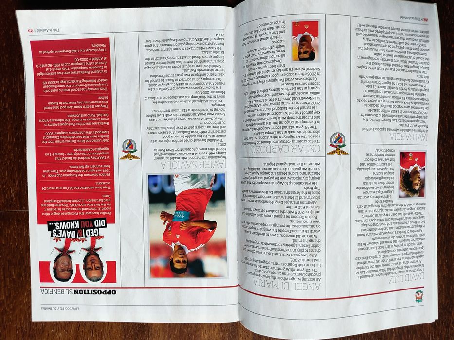 Programa de jogo Liverpool Benfica 2009/10 Champions league