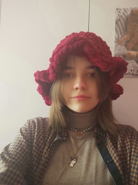 Шапка та шарф-снуд стильні плюшеві ручної в'язки Alize Puffy