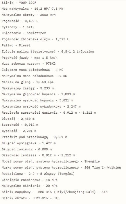 OKAZJA Minikoparka R10 ECO RIPPA silnik KOOP 192F