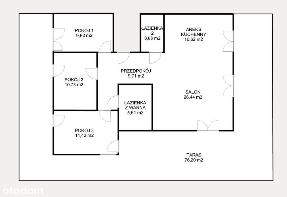 Wyjątkowe 4-pok. 88m2 +taras 76m2, Aleja Pokoju
