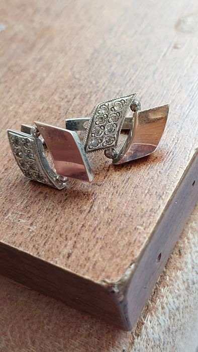 Винтажные серьги ,набор золото с серебром фианит Александрия