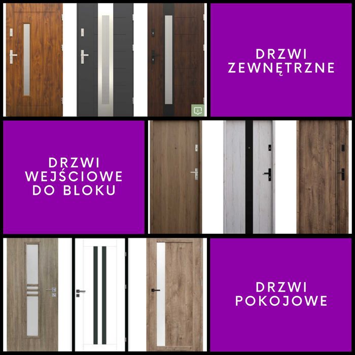 Drzwi Wejściowe ZEWNĘTRZNE/ WEWNĘTRZNE z Montażem - Szybkie terminy