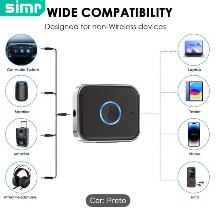 Adaptador AUX Portátil Mãos-Livres para Carro