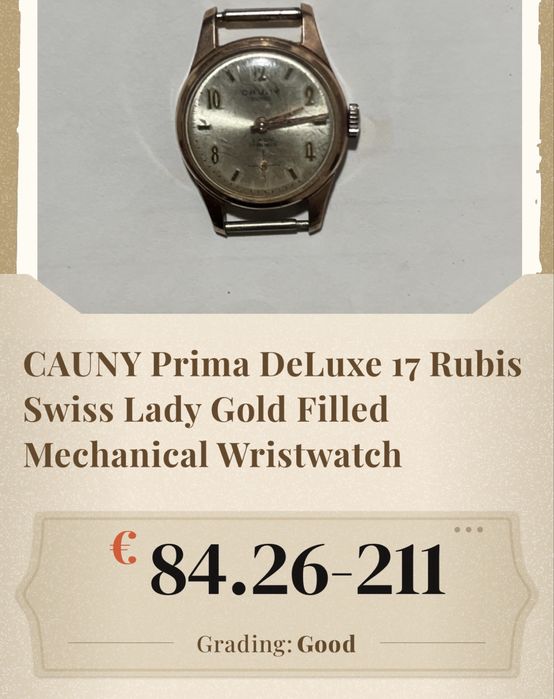 Gauny Prima DeLuxe 17 Rubis Swiss Lady Gold Filled Mechanical Wristwacht