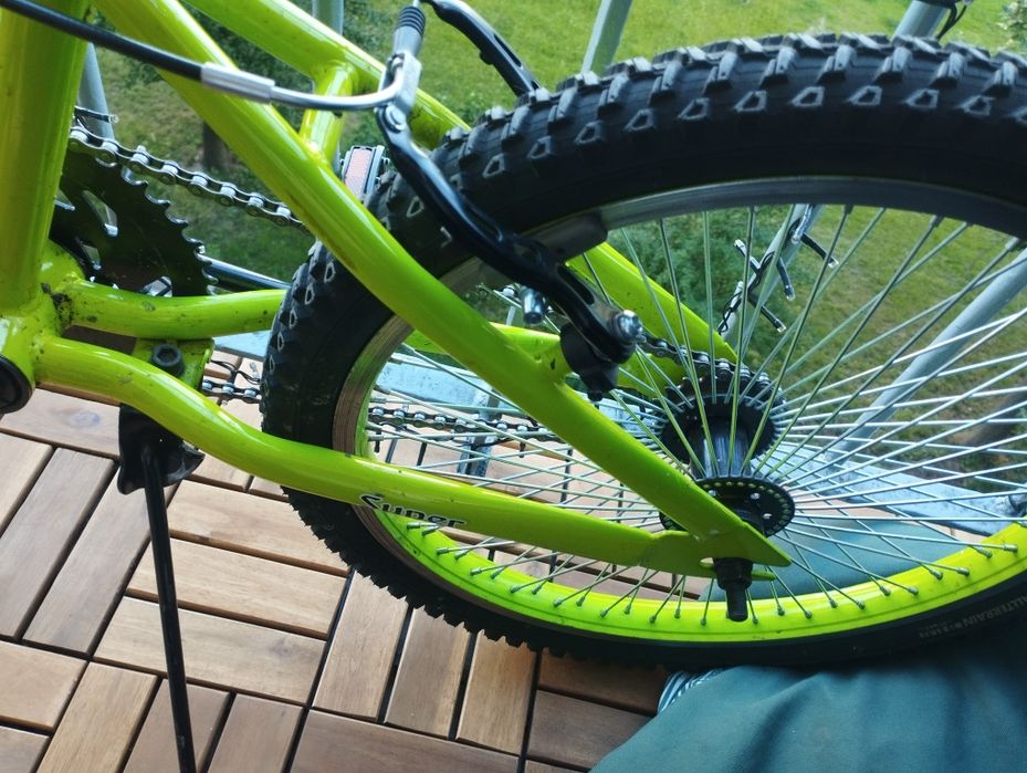Rower BMX jaskrawo zielony pegi koła 20 cali