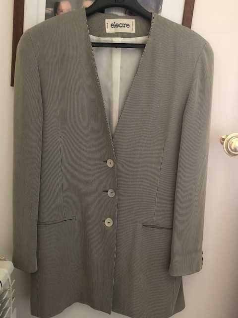 Casaco senhora azul escuro risca branca, Electre, tamanho 40, com saia