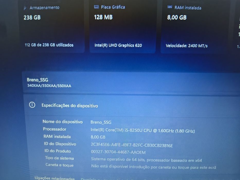 Portátil Samsung I5 8a gen 8GB RAM SSD