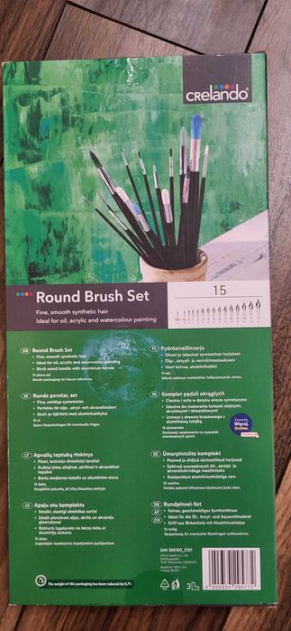 Pędzle Crelando okrągłe 15 sztuk