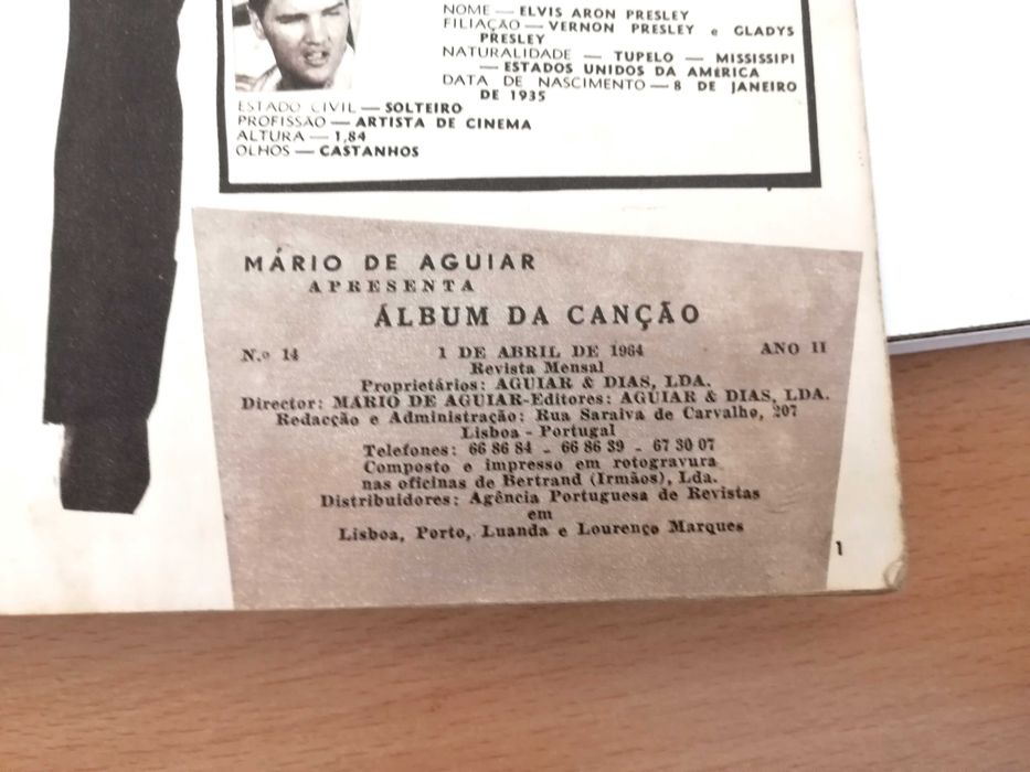Elvis Presley, Revista Album da Canção em Português, 1964 (raro)