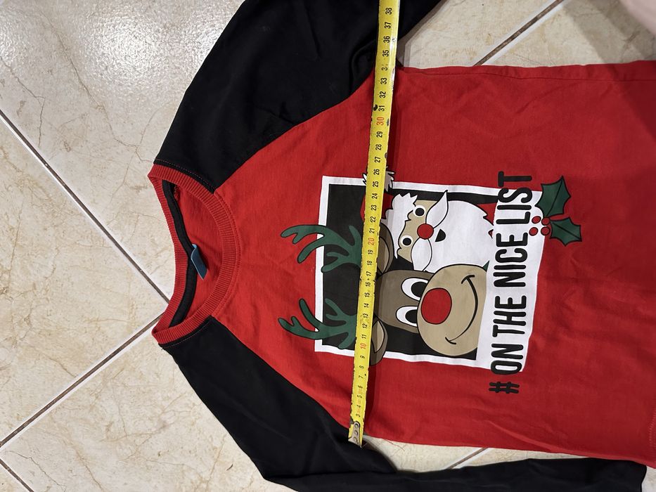 Spodnie bluzka mikolaj mikolajki swieta boze narodzenie 7/8 lat