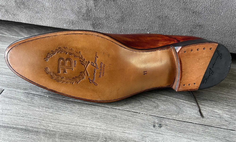 Нові F. Benigno 46 47 Італія Шкіряні Оксфорди Коричневі Туфлі Чоловічі