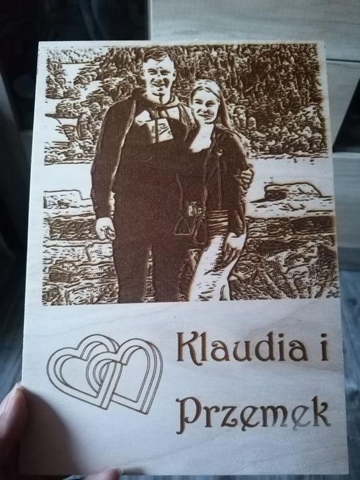 Zdjęcie, obraz wypalane w drewnie, sklejce "Handmade prosto z serca"