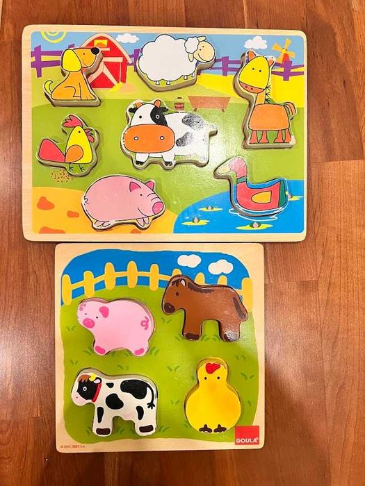 Vários Puzzles em madeira - Animais, transportes, Números