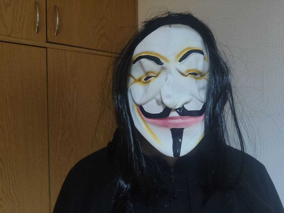 Карнавальная маска анонимуса гая фокса вендетта с волосами hb-3