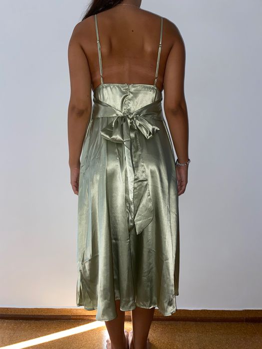 Vestido Shein verde acetinado M