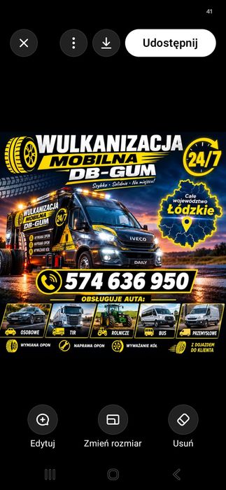 Wulkanizacja Mobilna 24/7 Widawa. Tir Osobowe Bus Rolnicze  SerwisOpon