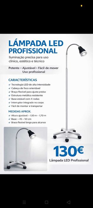 Beleza Lâmpada Pro.. 130€ Oportunidade