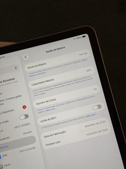 IPad Air 11" M2 + Apple Pencil Pro + Capa Teclado - Como Novo