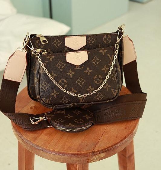 Брендова жіноча сумка трансформер Louis Vuitton 3 в 1 Multi Pochette кросбоді з ремінем через плече