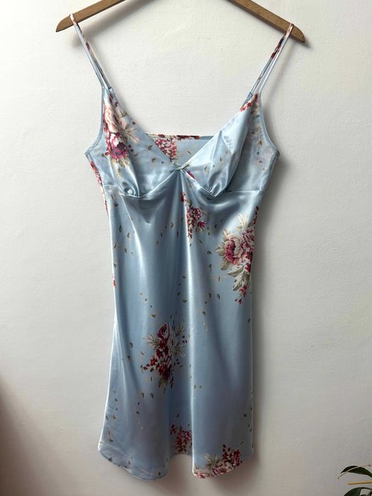 Koszulka nocna satynowa w kwiaty halka kwiatki koszula piżamka piżama satin Marks Spencer L 40