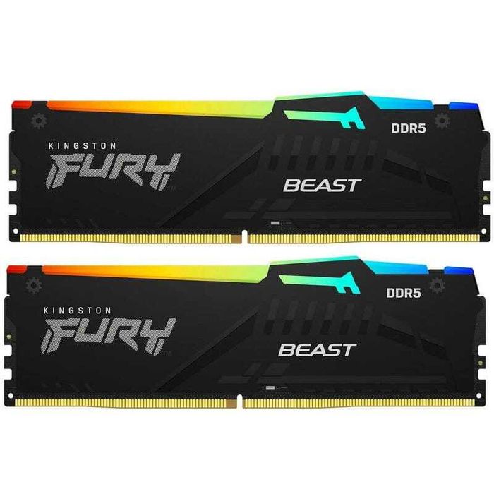 Модуль пам'яті DDR5 2x8GB/5600 Kingston Fury Beast RGB Black | Оперативна пам'ять 16гб | Оперативная память 16гб