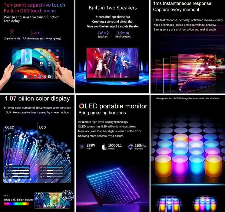 ‼️ Сенсорний монітор OLED 13,3" (Samsung AMOLED, 550nit, 10 bit, HDR)