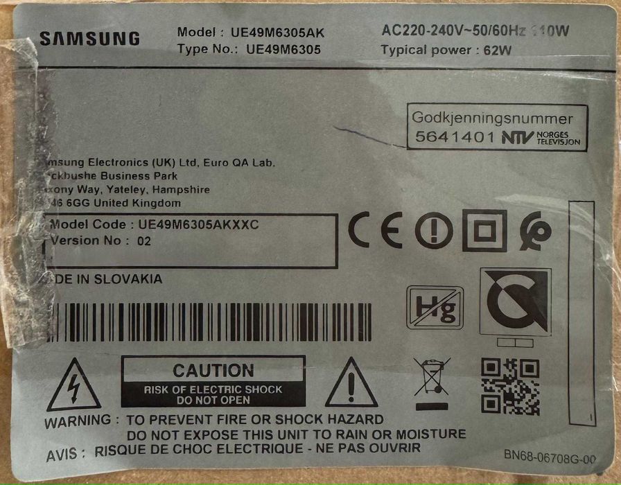 UE49M6305AK Partes de Televisao